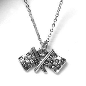 Miniature Drag Car Racing Flag motorsport course car race charm Necklace